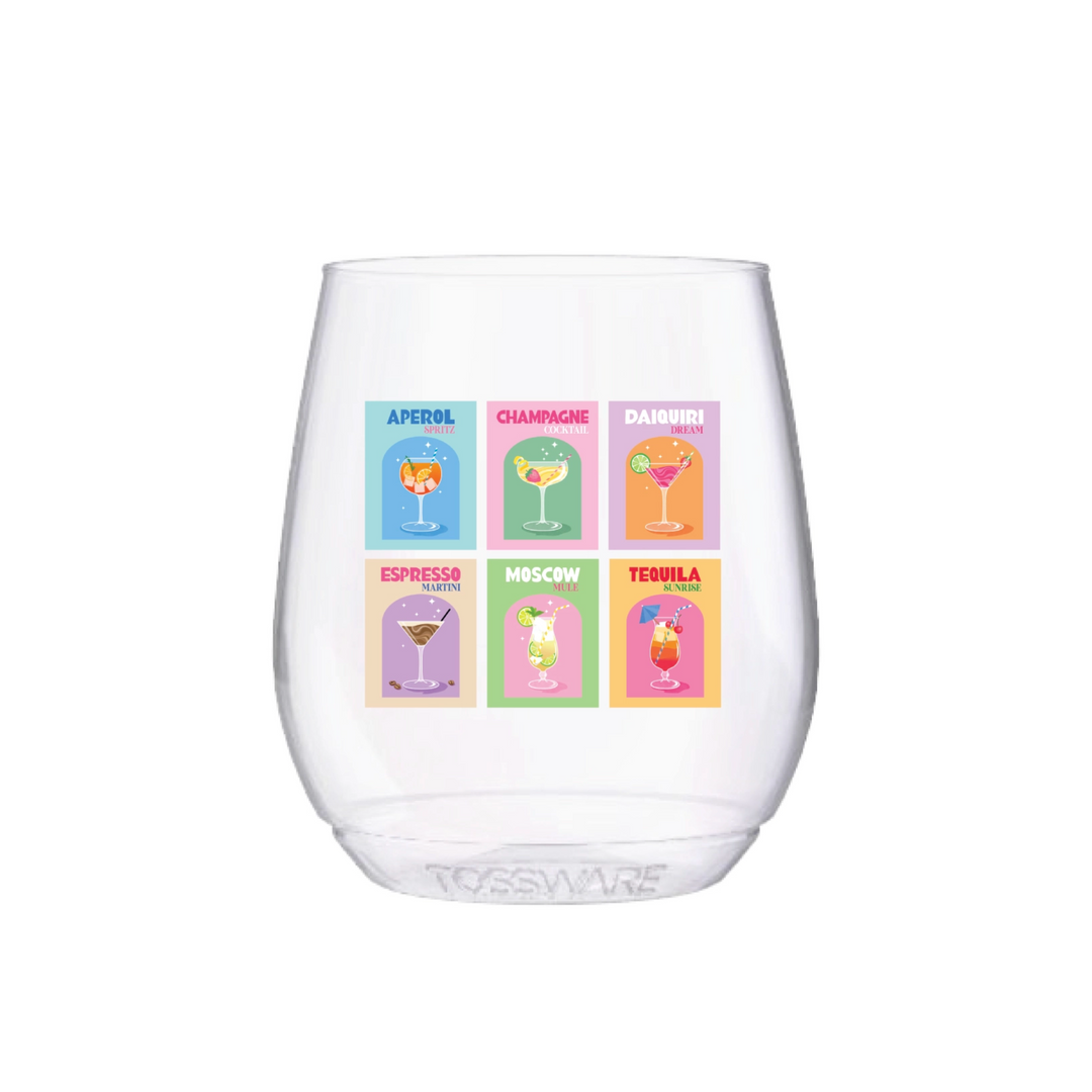 Travel Book Cocktail Stemless Wine Glasses