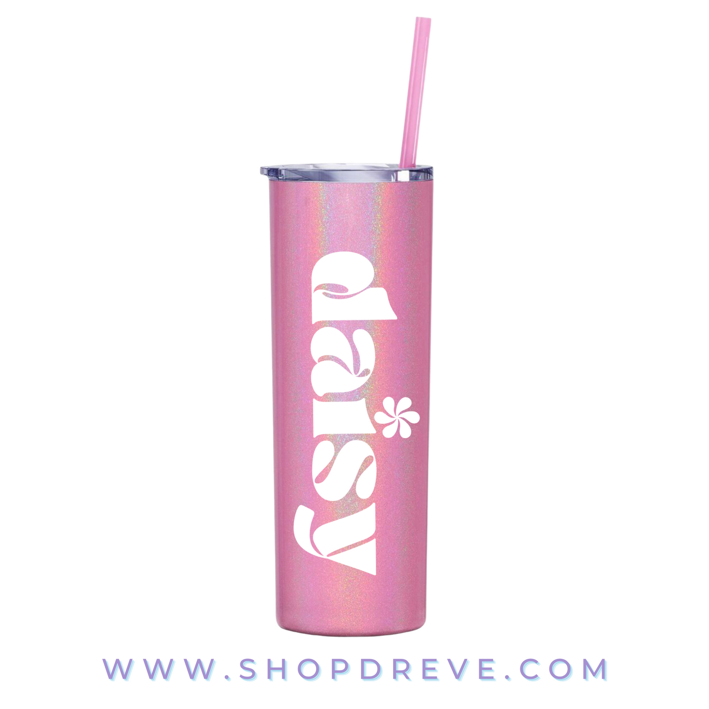 Pink Glitter Skinny Metal Tumbler