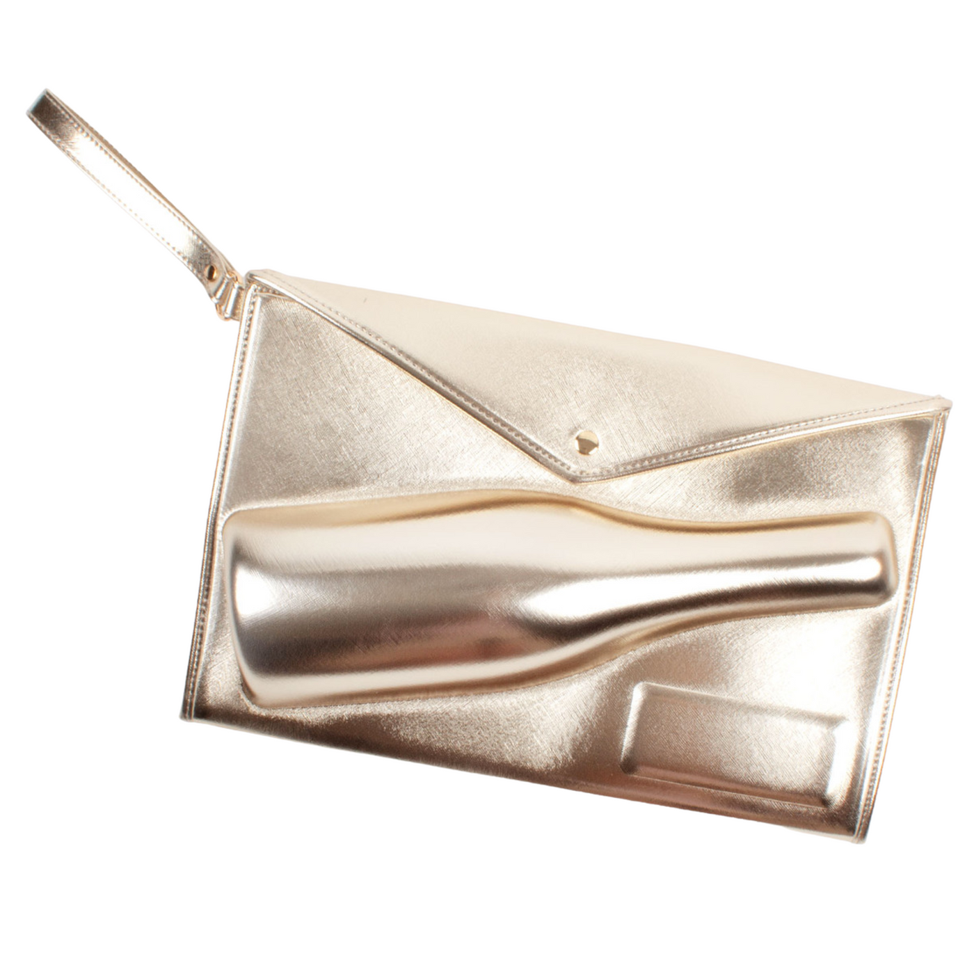 Large Champagne Clutch in Metallic Gold